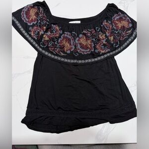 Knox Rose Black Embroidered Top
